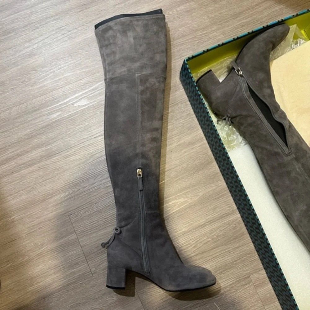 Tory Burch Gray Suede Over-the-Knee Boots